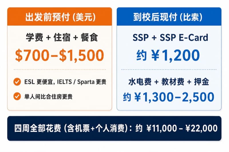 四周游学费用构成